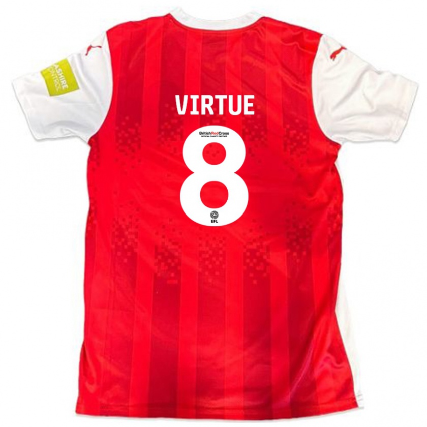 Kandiny Enfant Maillot Matty Virtue #8 Rouge Blanc Tenues Domicile 2024/25 T-Shirt