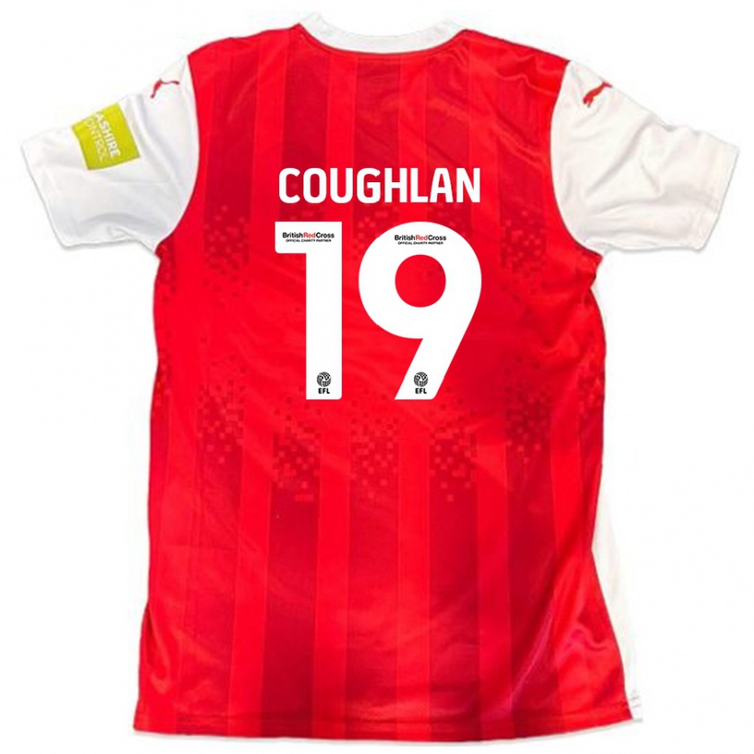 Kandiny Enfant Maillot Ronan Coughlan #19 Rouge Blanc Tenues Domicile 2024/25 T-Shirt