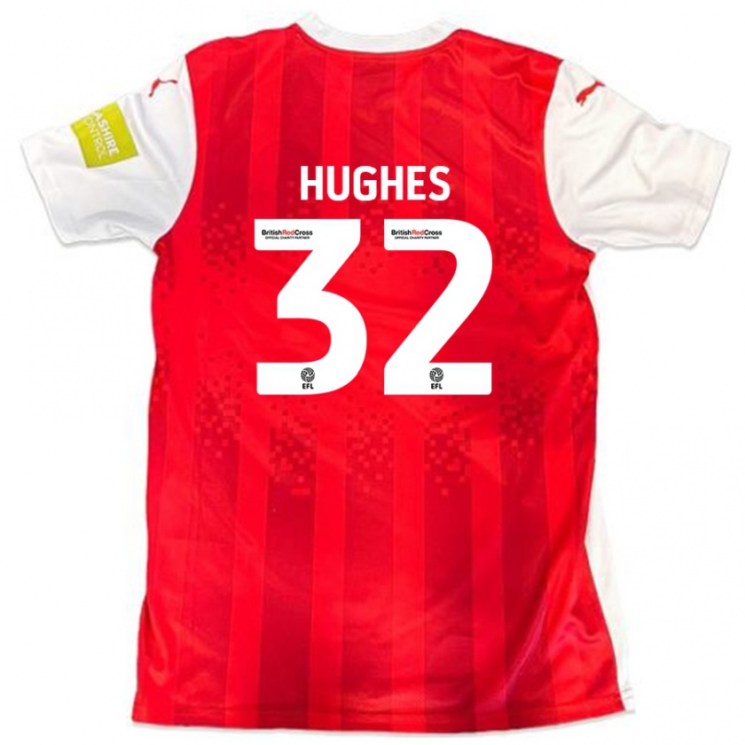 Kandiny Enfant Maillot Kayden Hughes #32 Rouge Blanc Tenues Domicile 2024/25 T-Shirt