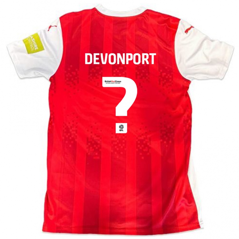 Kandiny Enfant Maillot Owen Devonport #0 Rouge Blanc Tenues Domicile 2024/25 T-Shirt