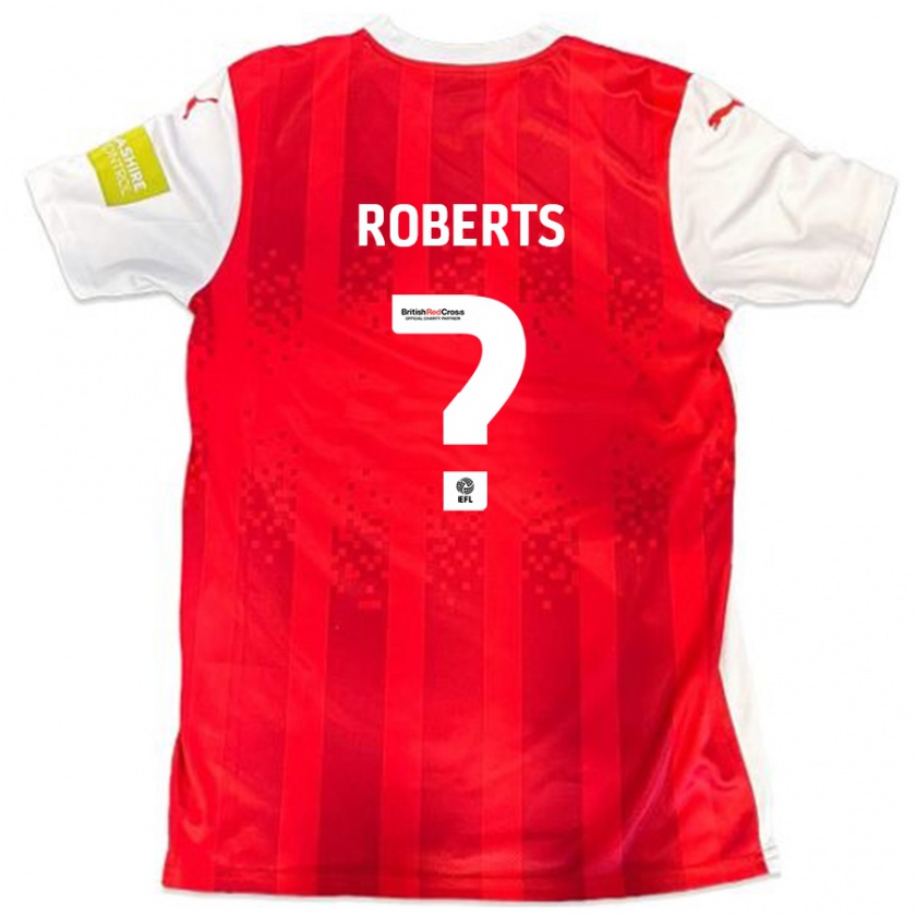 Kandiny Enfant Maillot Liam Roberts #0 Rouge Blanc Tenues Domicile 2024/25 T-Shirt