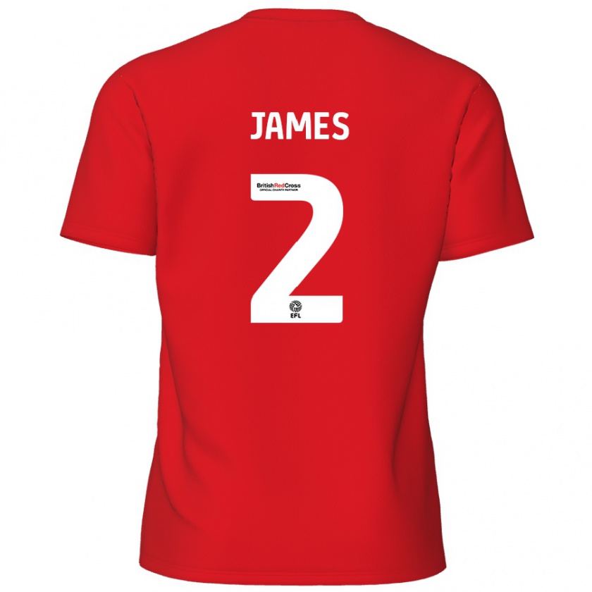 Kandiny Enfant Maillot Tom James #2 Rouge Tenues Domicile 2024/25 T-Shirt