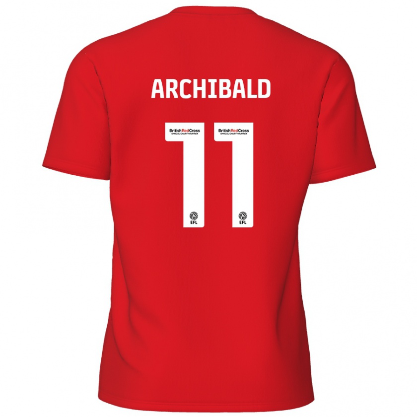 Kandiny Enfant Maillot Theo Archibald #11 Rouge Tenues Domicile 2024/25 T-Shirt