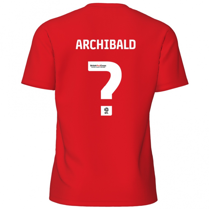 Kandiny Enfant Maillot Aaron Archibald #0 Rouge Tenues Domicile 2024/25 T-Shirt