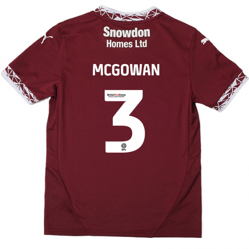 Kandiny Enfant Maillot Aaron Mcgowan #3 Bordeaux Tenues Domicile 2024/25 T-Shirt