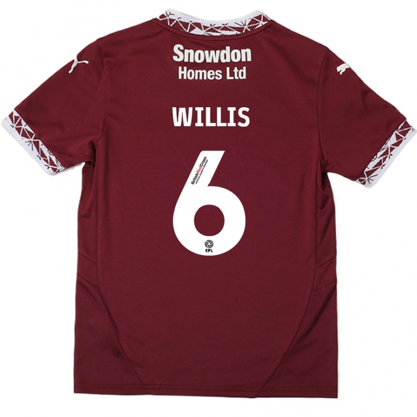 Kandiny Enfant Maillot Jordan Willis #6 Bordeaux Tenues Domicile 2024/25 T-Shirt