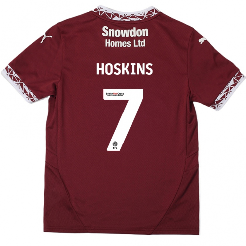 Kandiny Enfant Maillot Sam Hoskins #7 Bordeaux Tenues Domicile 2024/25 T-Shirt