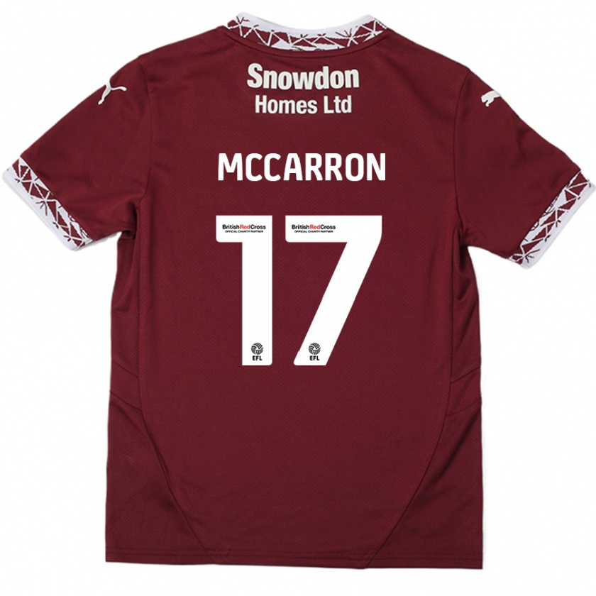 Kandiny Enfant Maillot Liam Mccarron #17 Bordeaux Tenues Domicile 2024/25 T-Shirt