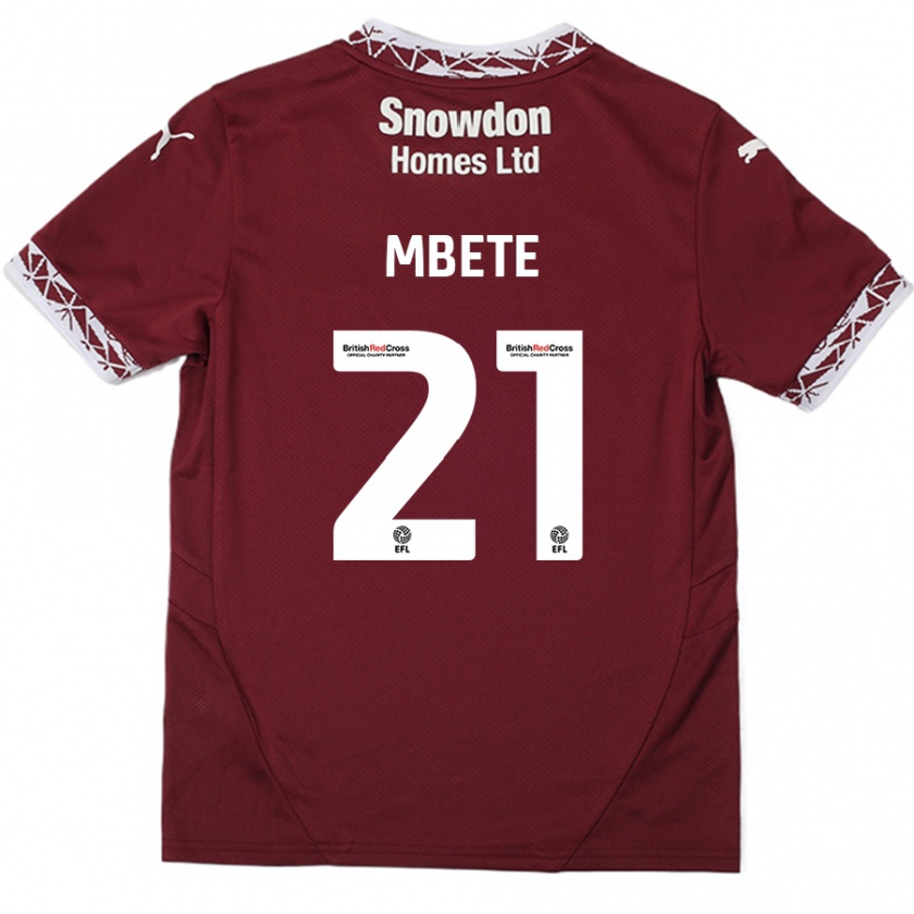 Kandiny Enfant Maillot Luke Mbete #21 Bordeaux Tenues Domicile 2024/25 T-Shirt