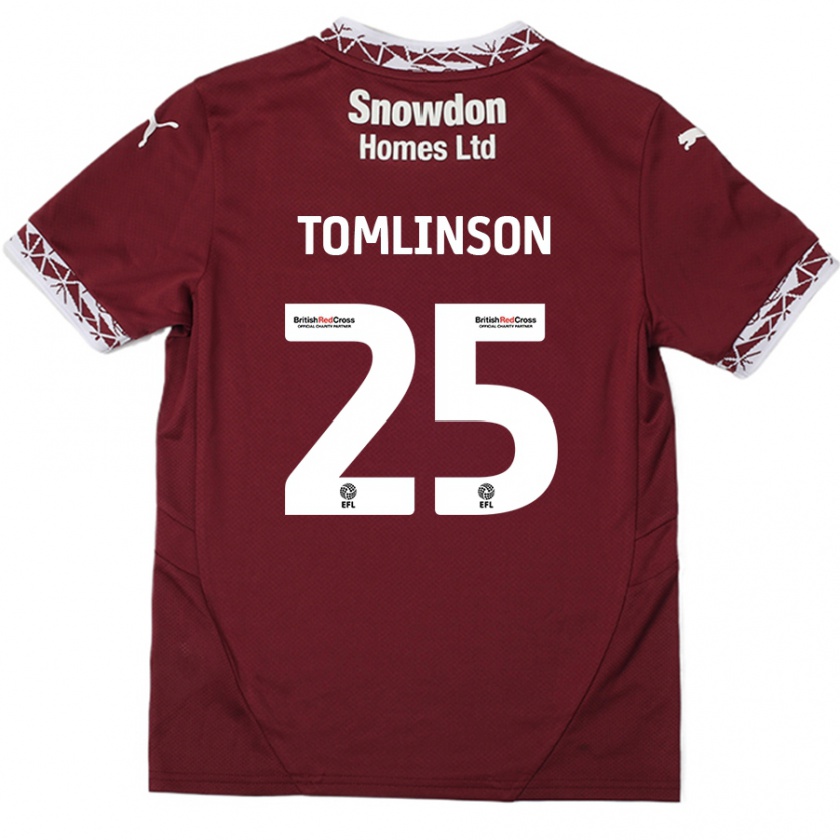 Kandiny Enfant Maillot Josh Tomlinson #25 Bordeaux Tenues Domicile 2024/25 T-Shirt