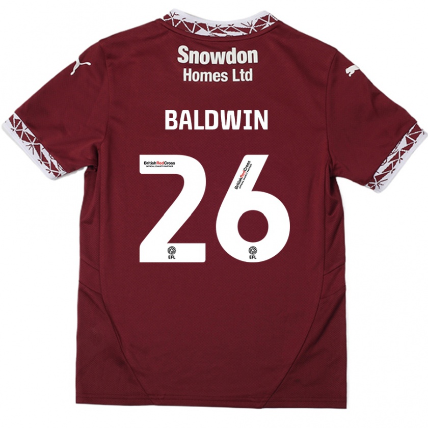 Kandiny Enfant Maillot Jack Baldwin #26 Bordeaux Tenues Domicile 2024/25 T-Shirt