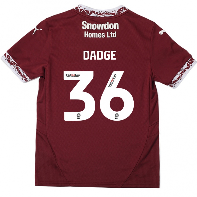 Kandiny Enfant Maillot James Dadge #36 Bordeaux Tenues Domicile 2024/25 T-Shirt