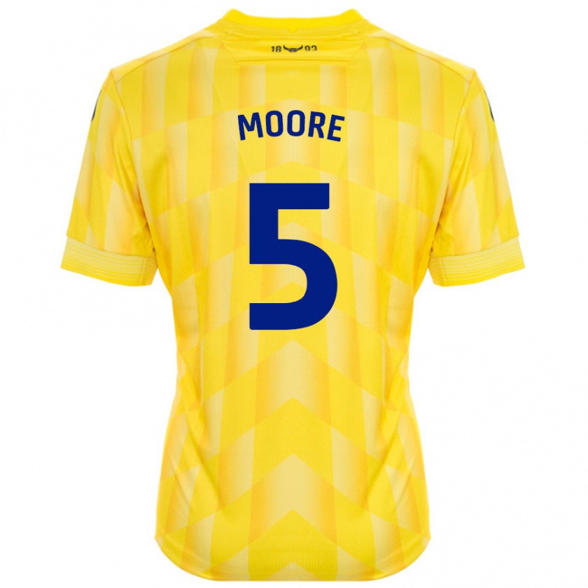 Kandiny Enfant Maillot Elliott Moore #5 Jaune Tenues Domicile 2024/25 T-Shirt