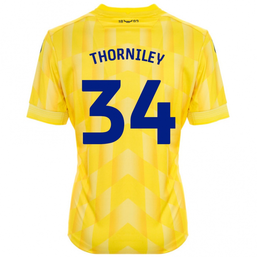 Kandiny Enfant Maillot Jordan Thorniley #34 Jaune Tenues Domicile 2024/25 T-Shirt