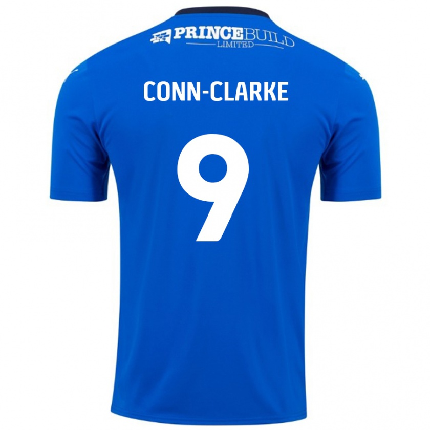 Kandiny Enfant Maillot Chris Conn-Clarke #9 Bleu Blanc Tenues Domicile 2024/25 T-Shirt