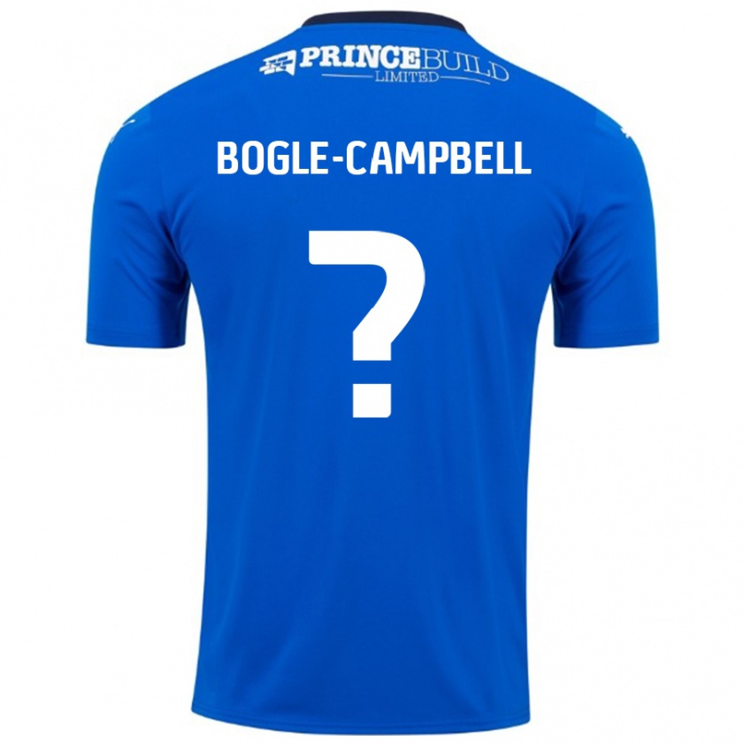 Kandiny Enfant Maillot Ma'kel Bogle-Campbell #0 Bleu Blanc Tenues Domicile 2024/25 T-Shirt