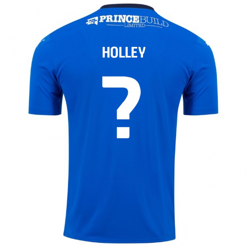 Kandiny Enfant Maillot George Holley #0 Bleu Blanc Tenues Domicile 2024/25 T-Shirt