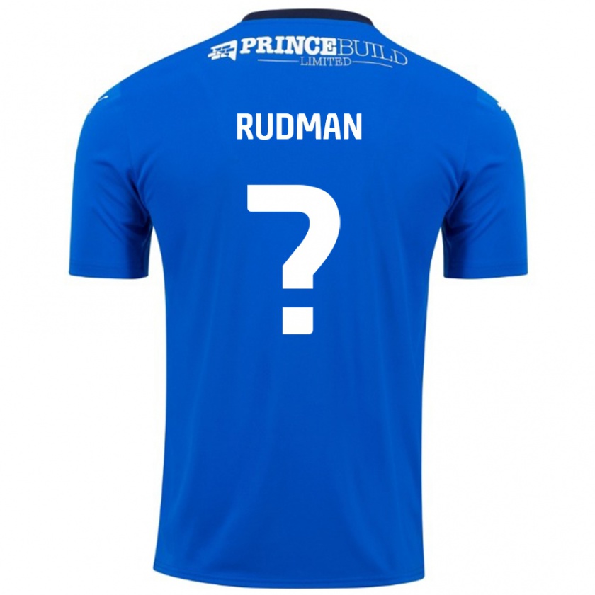 Kandiny Enfant Maillot Nathan Rudman #0 Bleu Blanc Tenues Domicile 2024/25 T-Shirt