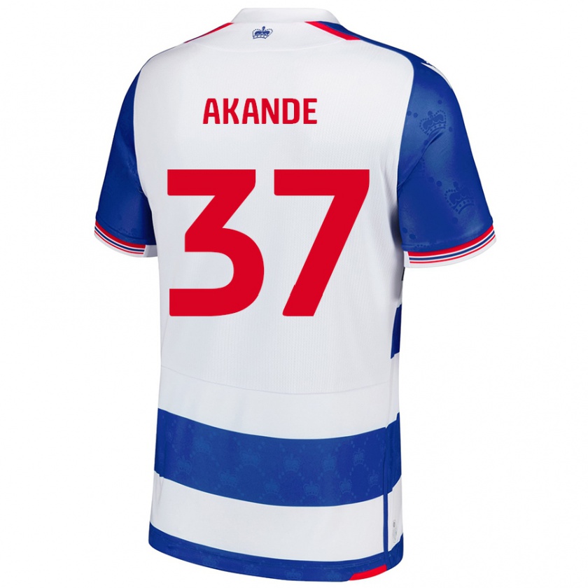 Kandiny Enfant Maillot Adrian Akande #37 Bleu Blanc Tenues Domicile 2024/25 T-Shirt