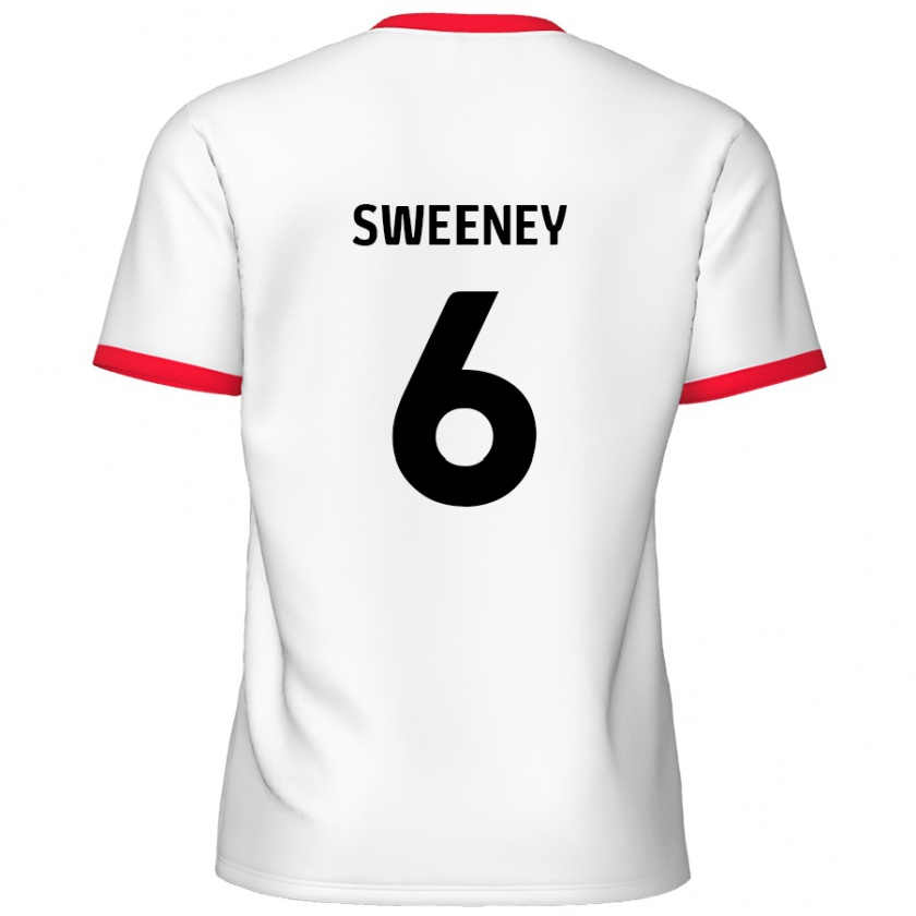 Kandiny Enfant Maillot Dan Sweeney #6 Blanc Rouge Tenues Domicile 2024/25 T-Shirt