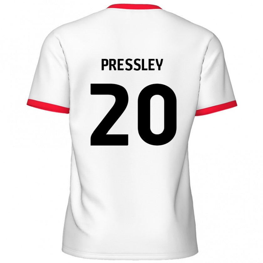 Kandiny Enfant Maillot Aaron Pressley #20 Blanc Rouge Tenues Domicile 2024/25 T-Shirt