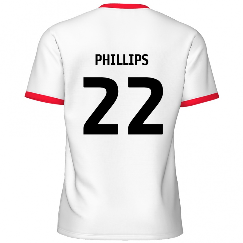 Kandiny Enfant Maillot Daniel Phillips #22 Blanc Rouge Tenues Domicile 2024/25 T-Shirt