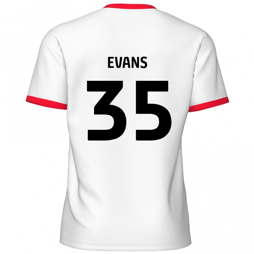 Kandiny Enfant Maillot Makise Evans #35 Blanc Rouge Tenues Domicile 2024/25 T-Shirt