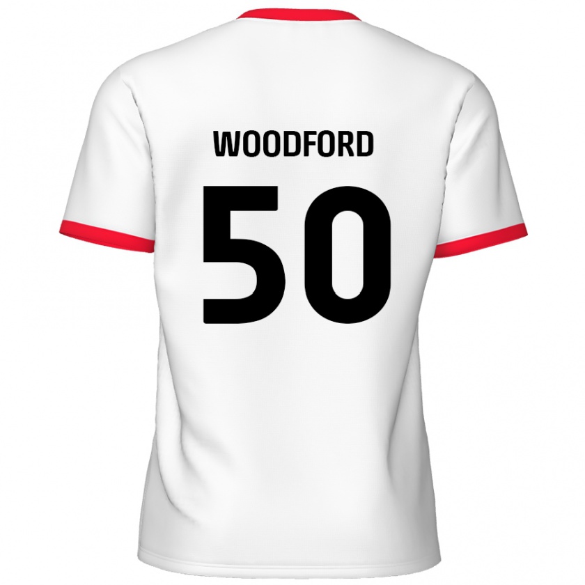 Kandiny Enfant Maillot Max Woodford #50 Blanc Rouge Tenues Domicile 2024/25 T-Shirt