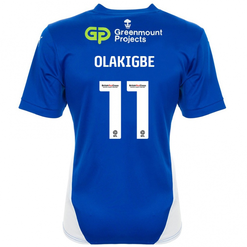 Kandiny Enfant Maillot Michael Olakigbe #11 Bleu Blanc Tenues Domicile 2024/25 T-Shirt