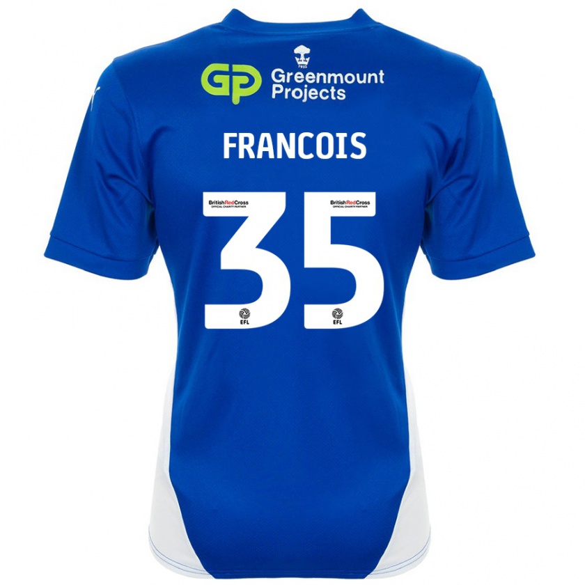 Kandiny Enfant Maillot Tyrese Francois #35 Bleu Blanc Tenues Domicile 2024/25 T-Shirt