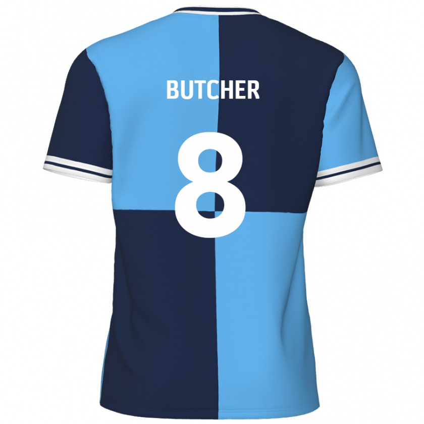 Kandiny Enfant Maillot Matt Butcher #8 Bleu Ciel Bleu Foncé Tenues Domicile 2024/25 T-Shirt