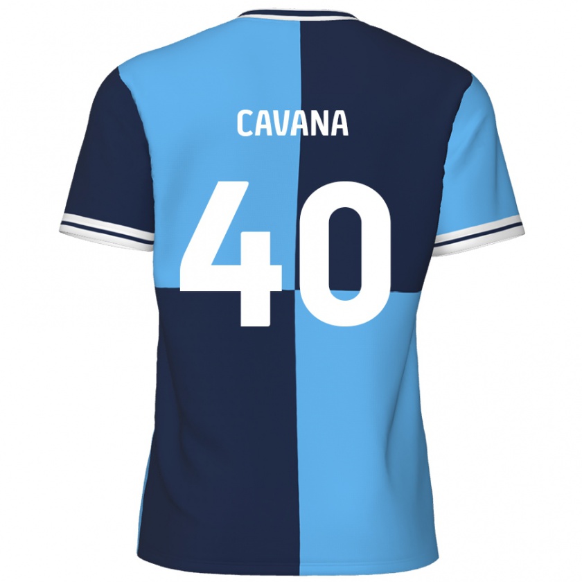 Kandiny Enfant Maillot Max Cavana #40 Bleu Ciel Bleu Foncé Tenues Domicile 2024/25 T-Shirt