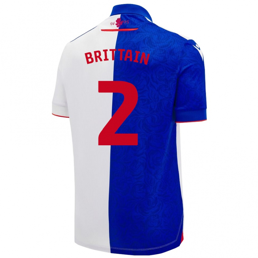 Kandiny Enfant Maillot Callum Brittain #2 Bleu Ciel Blanc Tenues Domicile 2024/25 T-Shirt