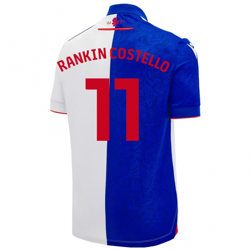 Kandiny Enfant Maillot Joe Rankin-Costello #11 Bleu Ciel Blanc Tenues Domicile 2024/25 T-Shirt