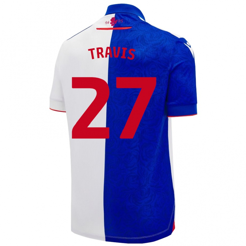 Kandiny Enfant Maillot Lewis Travis #27 Bleu Ciel Blanc Tenues Domicile 2024/25 T-Shirt