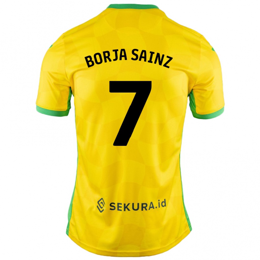 Kandiny Enfant Maillot Borja Sainz #7 Jaune Vert Tenues Domicile 2024/25 T-Shirt