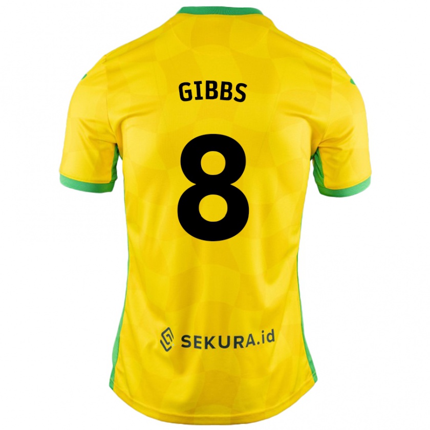 Kandiny Enfant Maillot Liam Gibbs #8 Jaune Vert Tenues Domicile 2024/25 T-Shirt