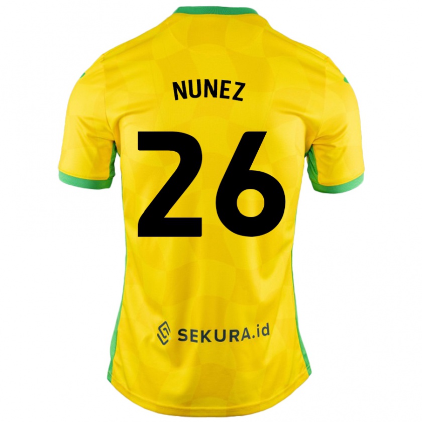 Kandiny Enfant Maillot Marcelino Núñez #26 Jaune Vert Tenues Domicile 2024/25 T-Shirt