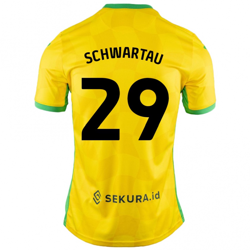 Kandiny Enfant Maillot Oscar Schwartau #29 Jaune Vert Tenues Domicile 2024/25 T-Shirt