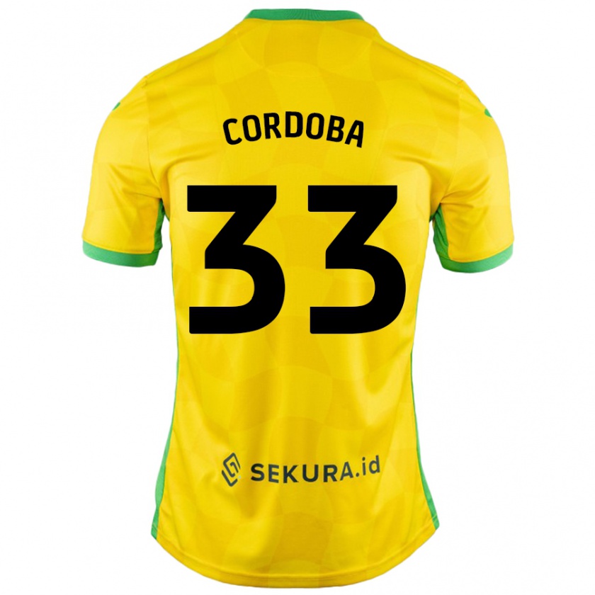 Kandiny Enfant Maillot José Córdoba #33 Jaune Vert Tenues Domicile 2024/25 T-Shirt