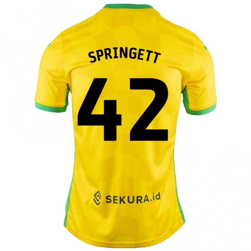 Kandiny Enfant Maillot Tony Springett #42 Jaune Vert Tenues Domicile 2024/25 T-Shirt