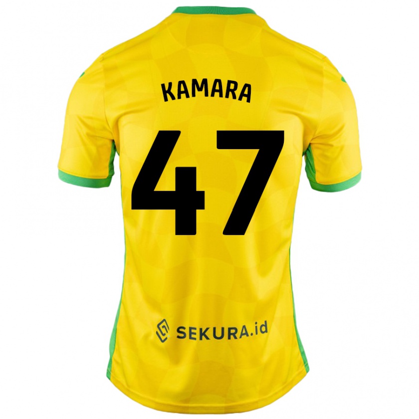 Kandiny Enfant Maillot Abu Kamara #47 Jaune Vert Tenues Domicile 2024/25 T-Shirt