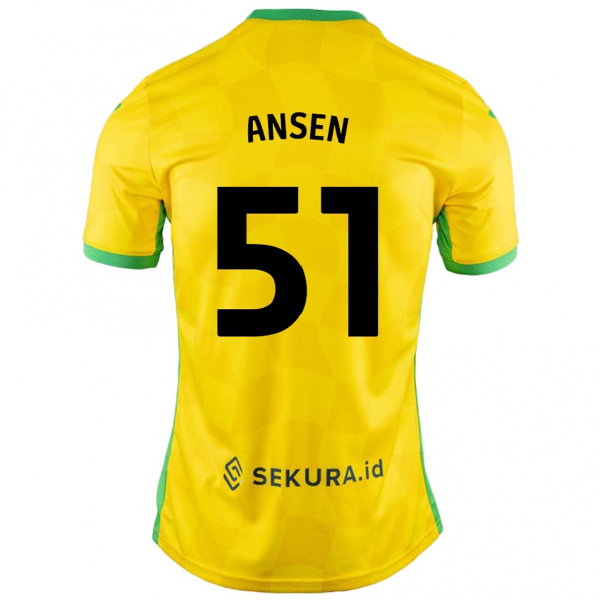 Kandiny Enfant Maillot Caleb Ansen #51 Jaune Vert Tenues Domicile 2024/25 T-Shirt