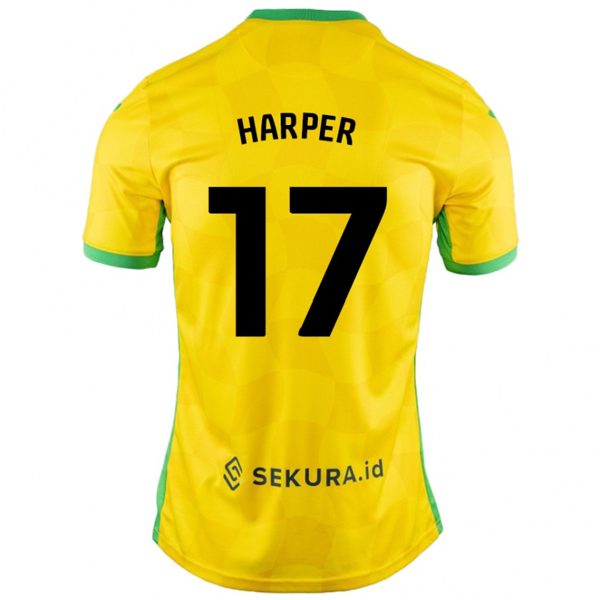 Kandiny Enfant Maillot Jess Harper #17 Jaune Vert Tenues Domicile 2024/25 T-Shirt