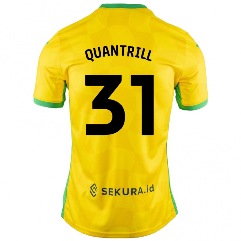 Kandiny Enfant Maillot Sarah Quantrill #31 Jaune Vert Tenues Domicile 2024/25 T-Shirt