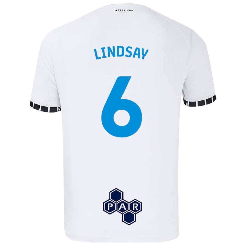 Kandiny Enfant Maillot Liam Lindsay #6 Blanc Tenues Domicile 2024/25 T-Shirt