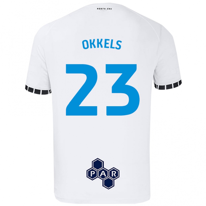 Kandiny Enfant Maillot Jeppe Okkels #23 Blanc Tenues Domicile 2024/25 T-Shirt