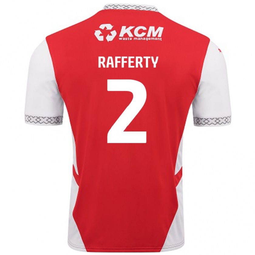 Kandiny Enfant Maillot Joe Rafferty #2 Rouge Blanc Tenues Domicile 2024/25 T-Shirt