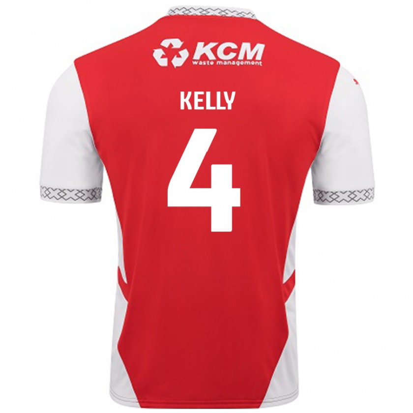 Kandiny Enfant Maillot Liam Kelly #4 Rouge Blanc Tenues Domicile 2024/25 T-Shirt