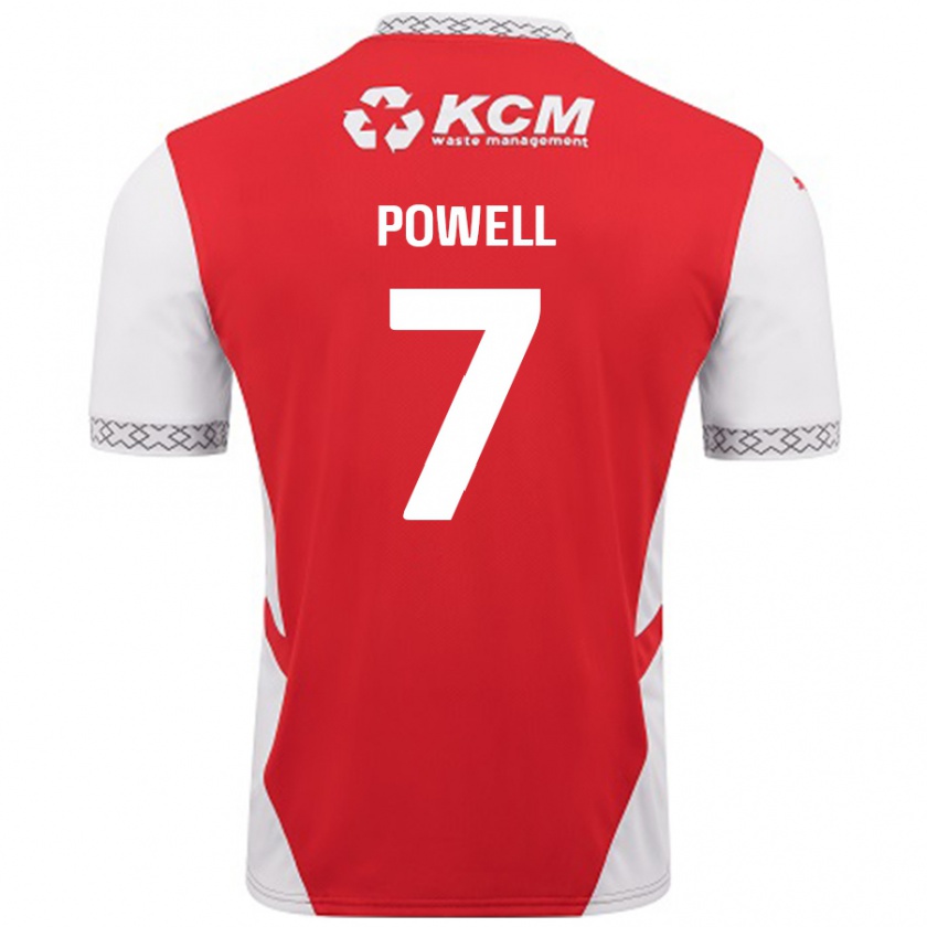 Kandiny Enfant Maillot Joe Powell #7 Rouge Blanc Tenues Domicile 2024/25 T-Shirt